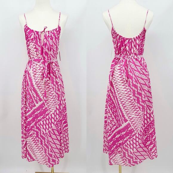 Natori Getaway Midi Dress Pink Lightweight Cotton Boho XS Resort Vacation Summer - Picture 2 of 9